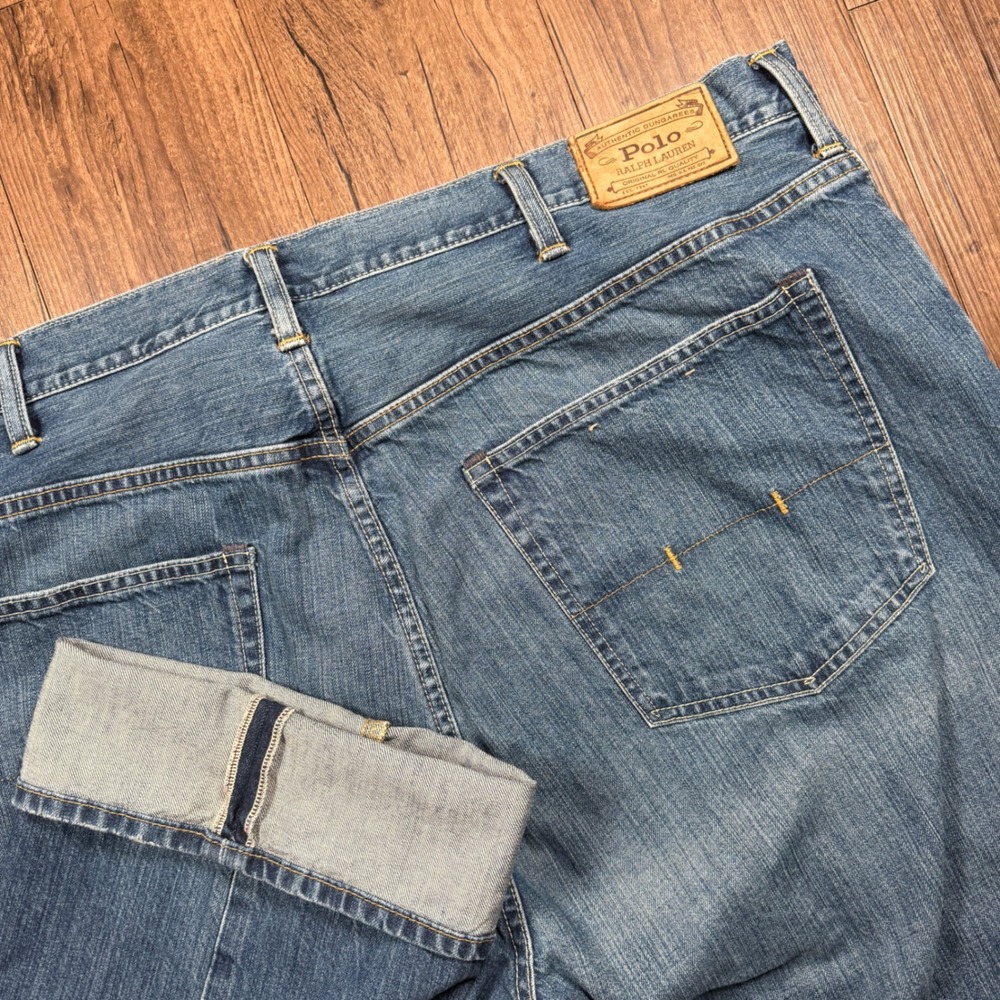 Polo Ralph Lauren Hampton Straight Selvedge Jeans Mens 48x30 Blue Denim Big Tall